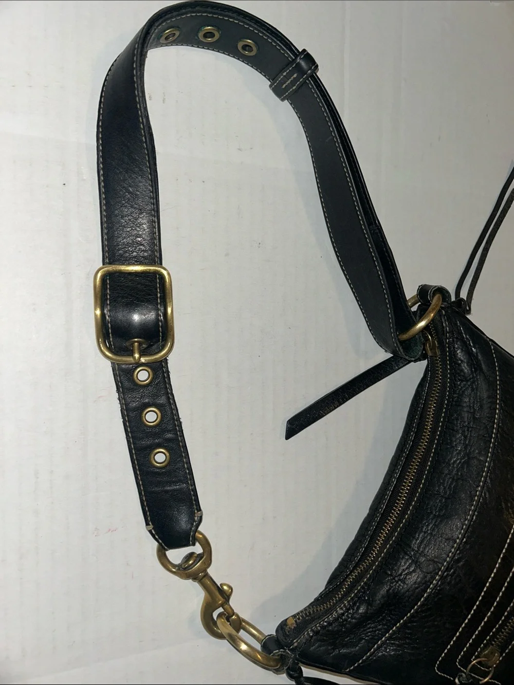 COACH Vintage Bleecker Black Pebble Leather Shoulder Crossbody Bag 10398